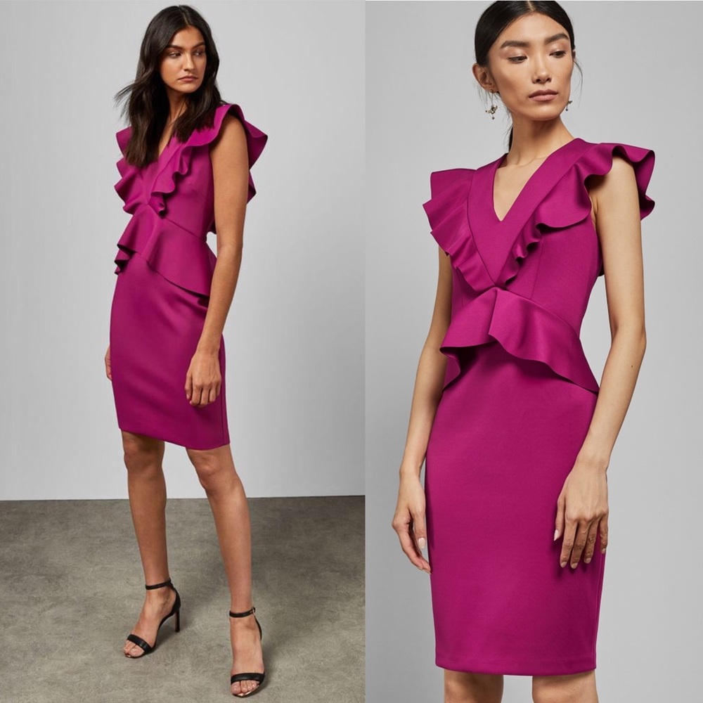 NWOT Ted Baker London Alair Ruffle BodyCon Dress